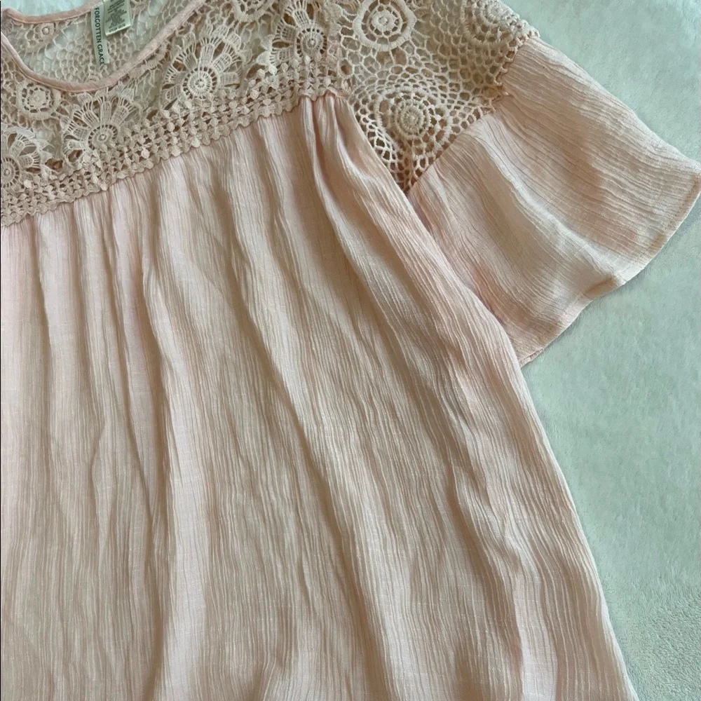 Forgotten Grace Blouse Womens Pink Top with Lace Detail Size XL - Picture 6 of 10
